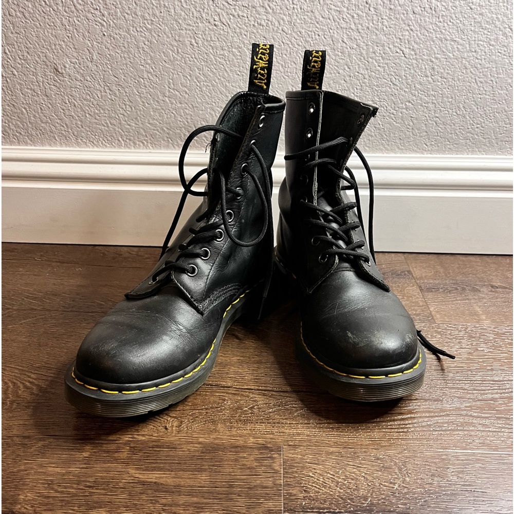 Dr martens black 11821 black moto boots size 9